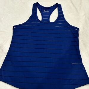 Zyia Activewear size medium Havanna Navy Blue racer back striped tank top